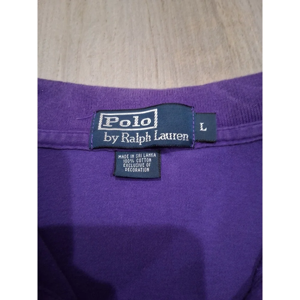 Polo Ralph Lauren Mens Purple Short Sleeve Pique Polo Shirt Yellow Pony Large